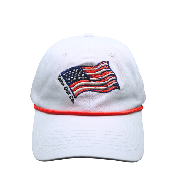 American Flag Baseball Hat w/ Red Rope