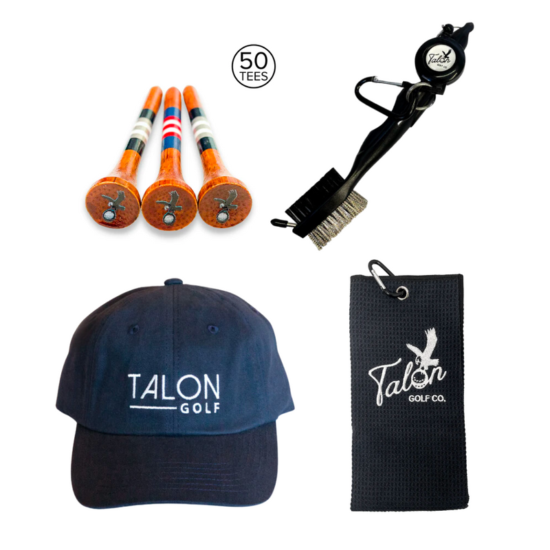 Talon Baseball Hat, Golf Towel, Tees & Brush Bundle