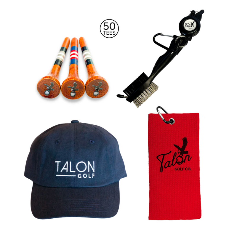 Talon Baseball Hat, Golf Towel, Tees & Brush Bundle
