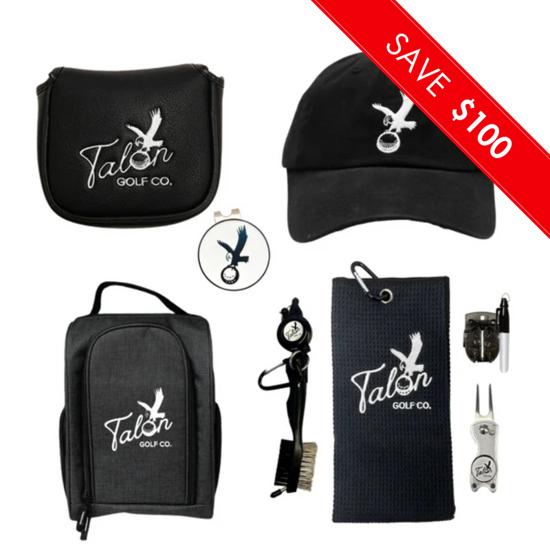 Talon Golf Shoe Bag, Accessory Pack, Putter Cover, Baseball Hat & Ball Marker Bundle